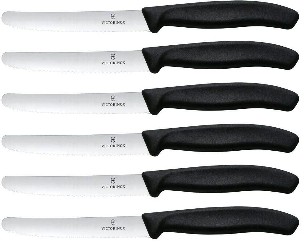 Thumbnail - VICTORINOX Gemüsemesser silber, schwarz glänzend, poliert Klinge: 10,0 cm - 6 Stück