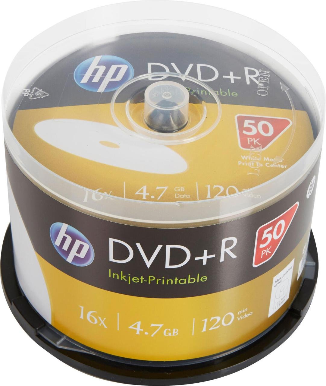 HP DVD+R 4,7GB Print 50er Cakebox Spindel
