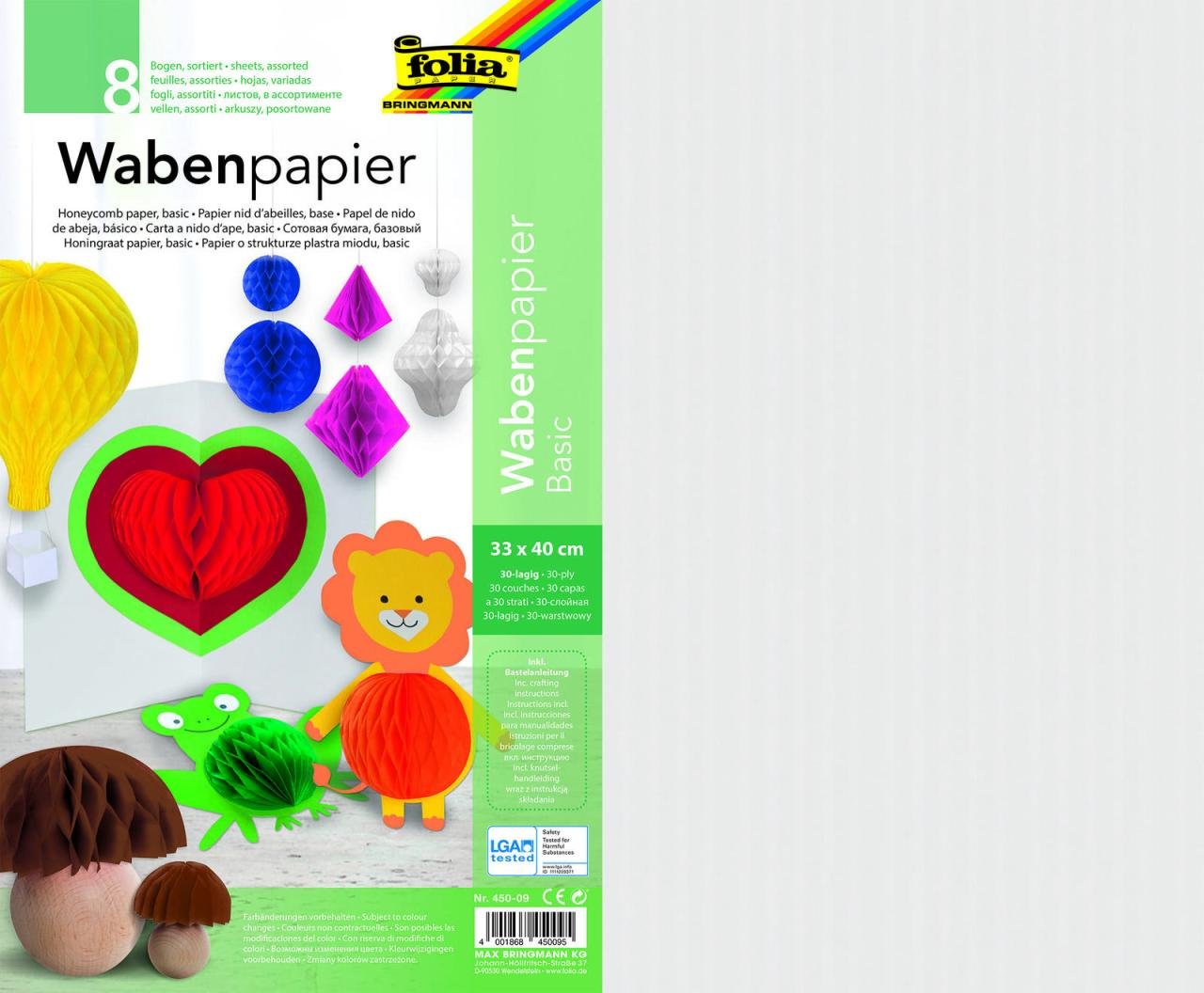 Thumbnail - folia Wabenpapier gelb, grün, weiß, orange, flieder, blau, braun, rot