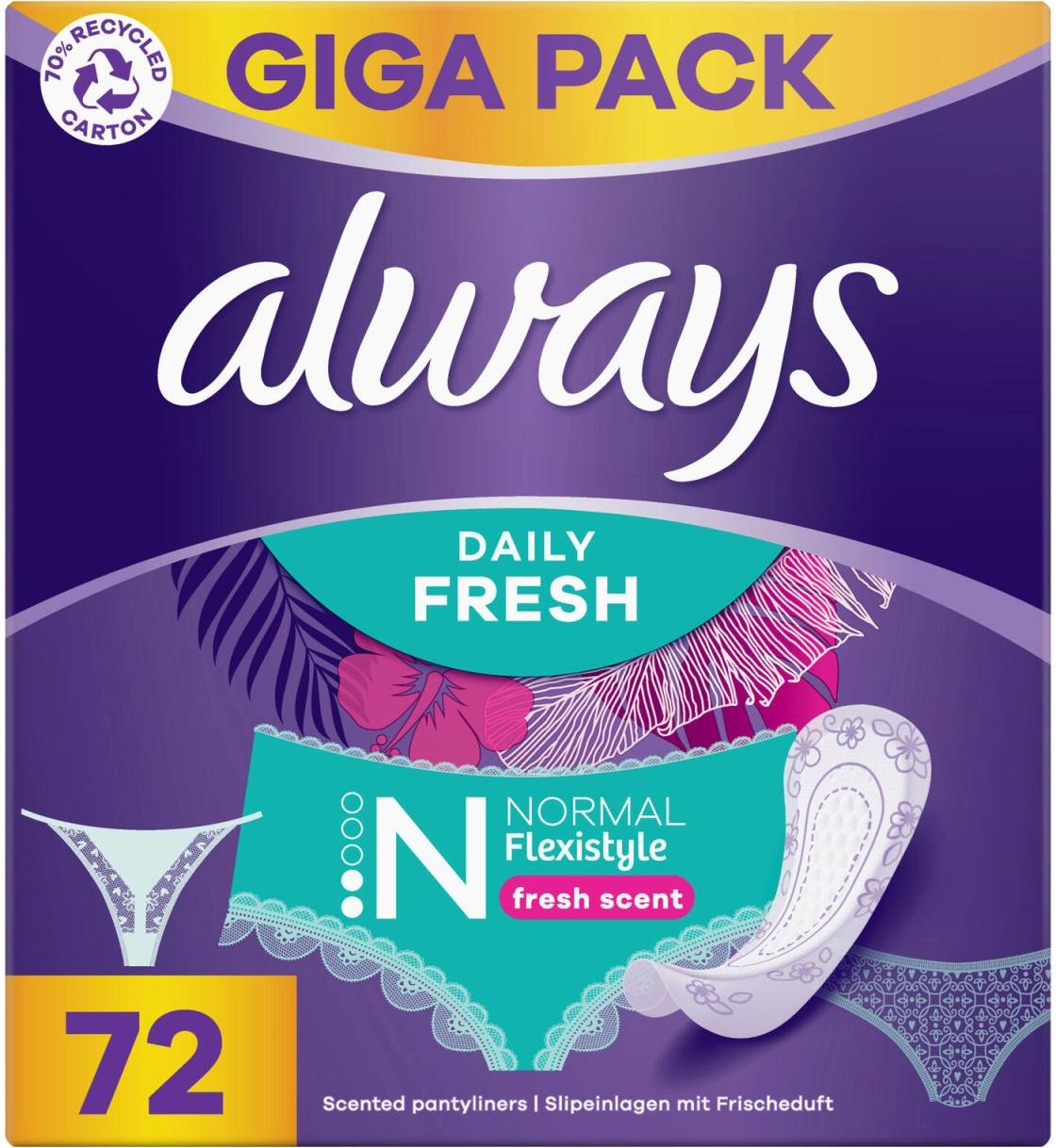 Thumbnail - always Slipeinlagen Daily Fresh Flexistyle Normal , 72 St.