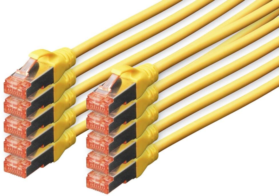 DIGITUS Professional Patch-Kabel RJ-45 (M) zu RJ-45 (M) 50 cm, gelb 10 Stück