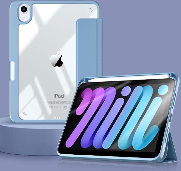 eSTUFF BOSTON Flip-Hülle für das Apple iPad Mini der 6. & 7. Generation 8,3" - Sky Blue/Clear