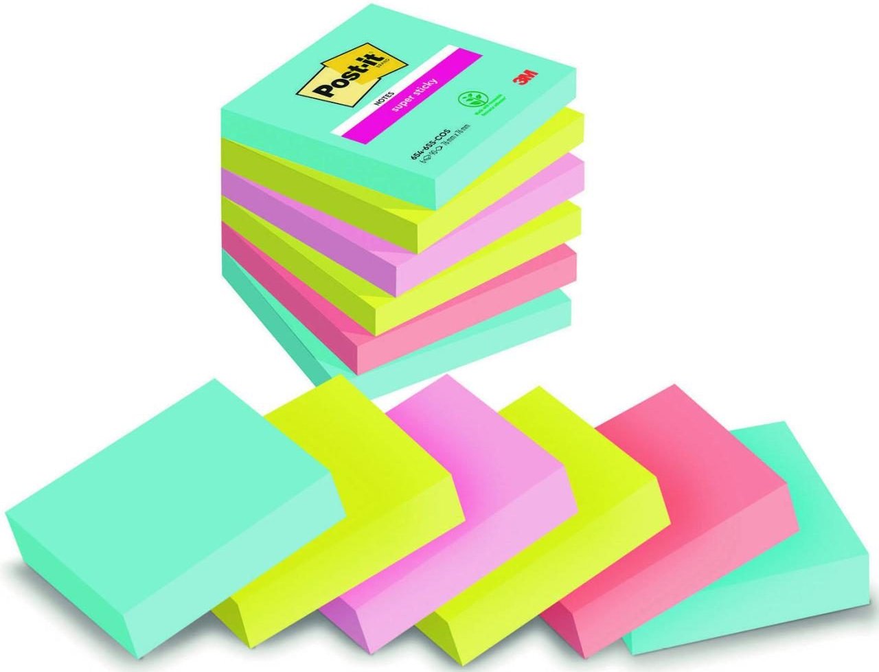 Post-it® Super Sticky Cosmic Haftnotizen 7,6 x 7,6 cm
