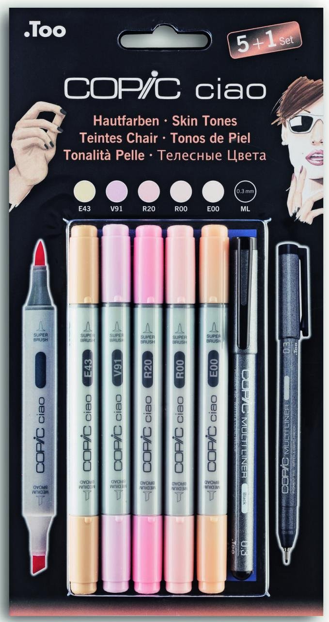 Thumbnail - COPIC® Ciao 5+1 Set Skin Tones Layoutmarker-Set 1.0 + 6.0 mm Mehrfarbig
