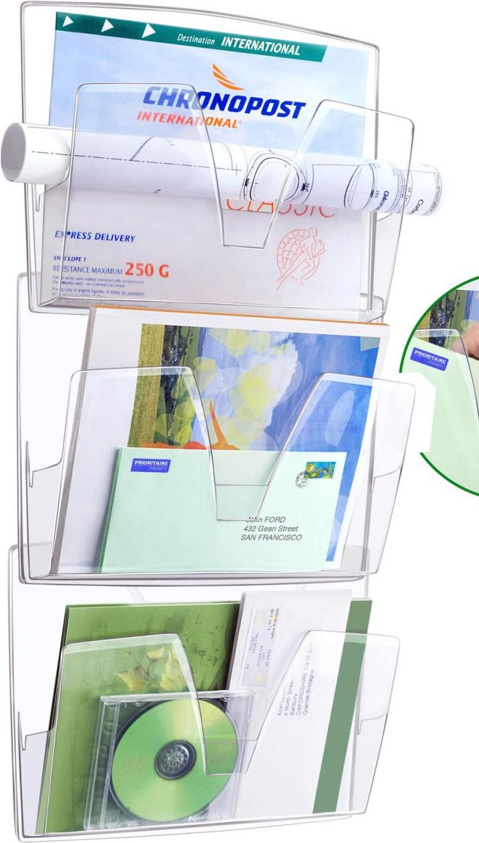 Thumbnail - cep Wandprospekthalter DIN A4 3-Fach transparent