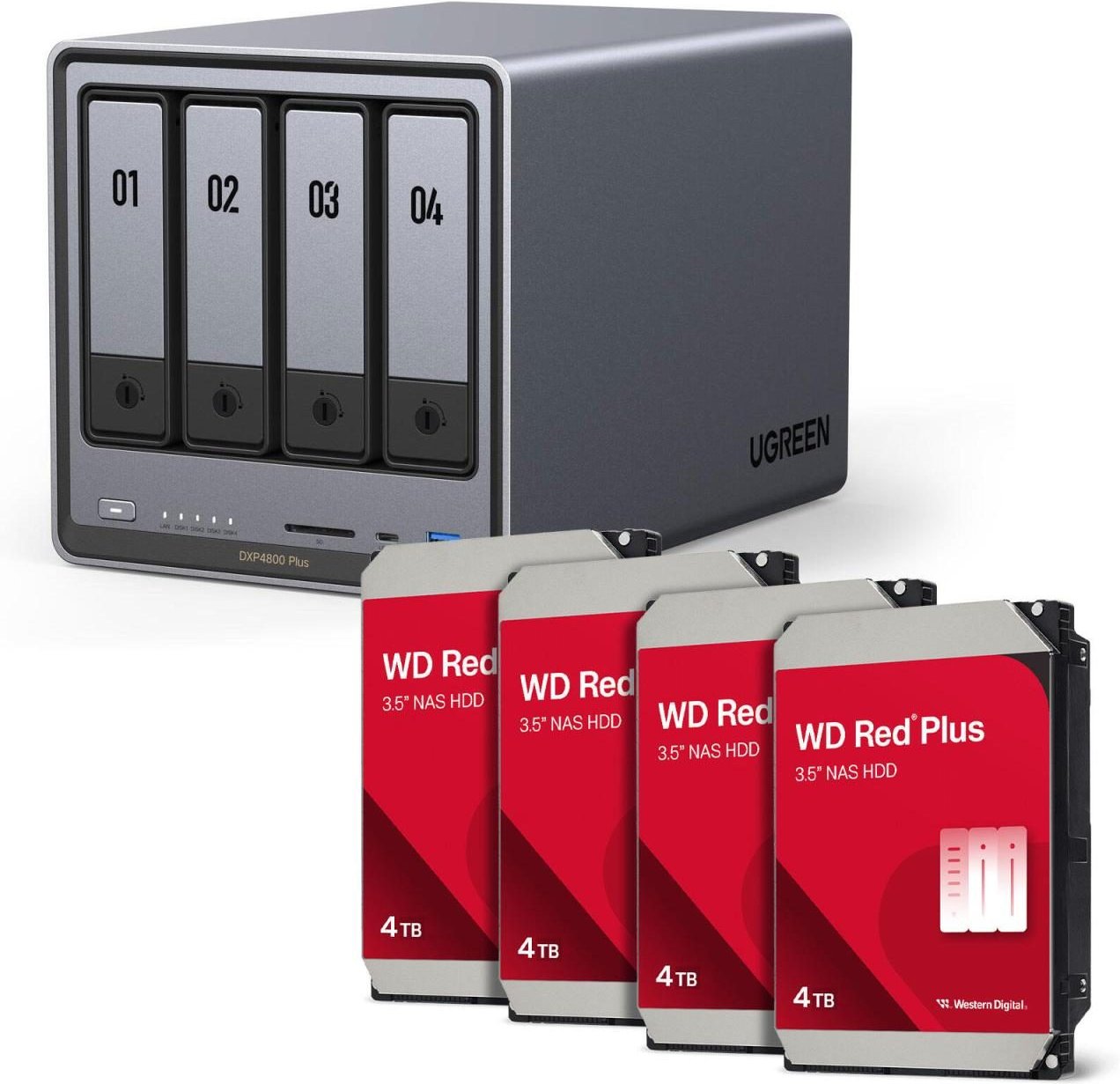 Thumbnail - 0 Ugreen NASync DXP4800 Plus + Western Digital Festplatte 16 TB (4 x 4 TB)