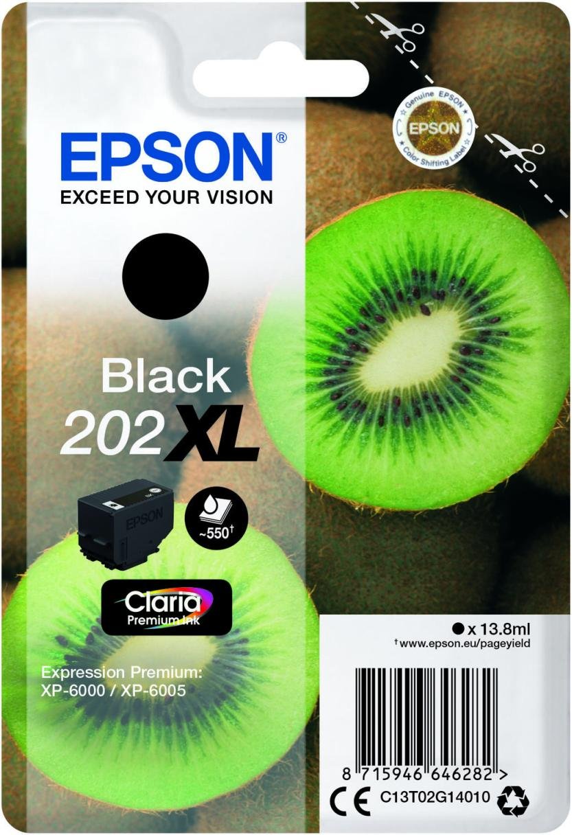 Thumbnail - Epson Original 202XL Kiwi Druckerpatrone schwarz 550 Seiten 13,8ml (C13T02G14010)