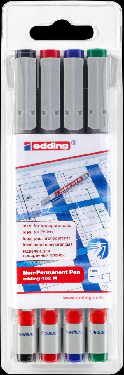Thumbnail - edding 152 M non-permanent Folienstifte-Set 1.0 mm Mehrfarbig