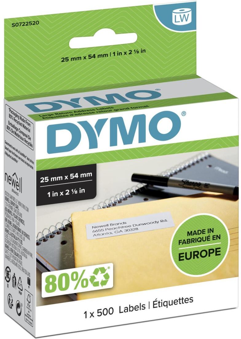 DYMO® Original Etikett für LabelWriter™, Rücksendung - weiss - permanent haftend, 1 x 500 Etiketten
