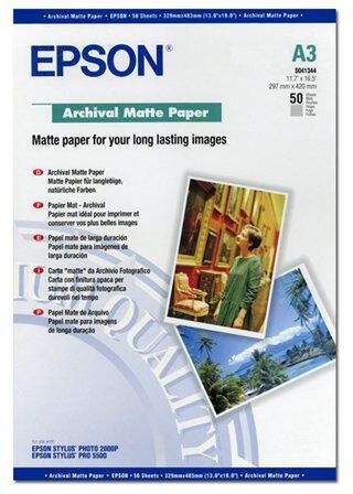 Epson Archival Matte Paper - Papier, matt - A3 (297 x 420 mm) - 192 g/m2 - 50 Blatt - für Stylus Pro 11880, Pro 3880, Pr