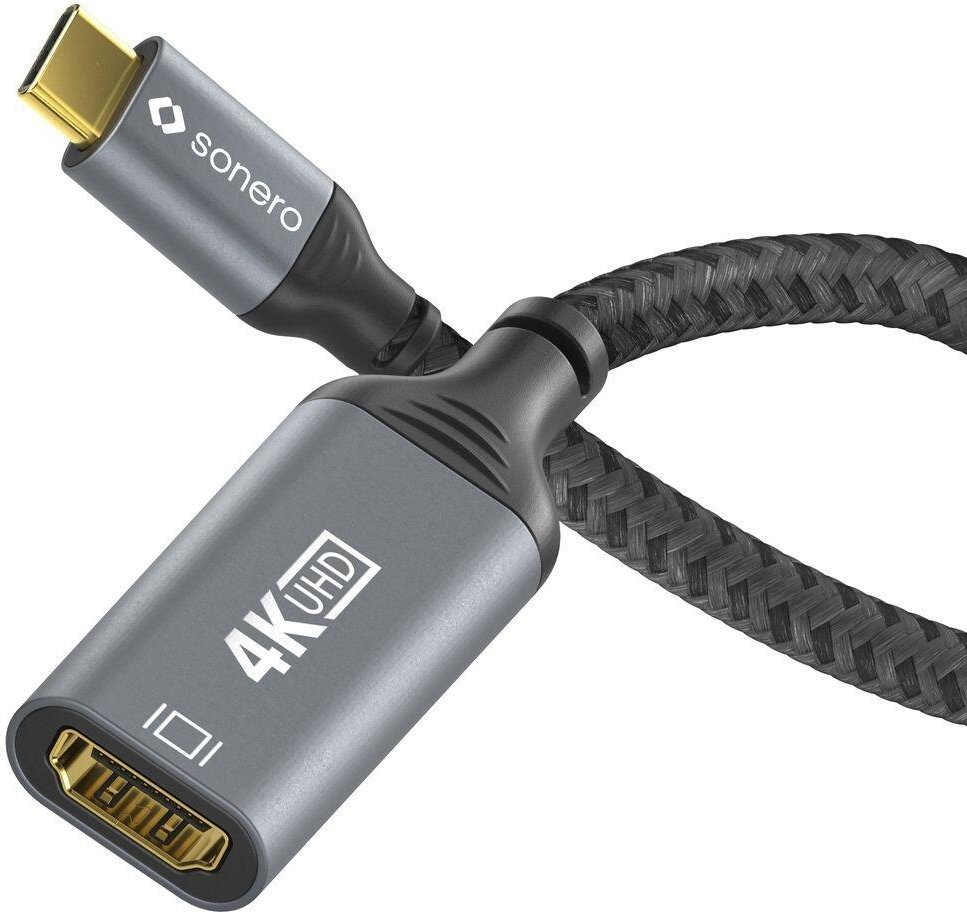 Thumbnail - Sonero USB-C auf HDMI Adapter - 4K60, 18Gbps - grau/schwarz - 0,10m