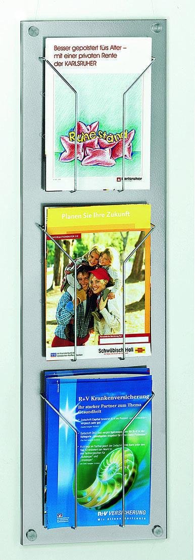 Kerkmann Wandprospekthalter DIN A4 3-Fach alusilber