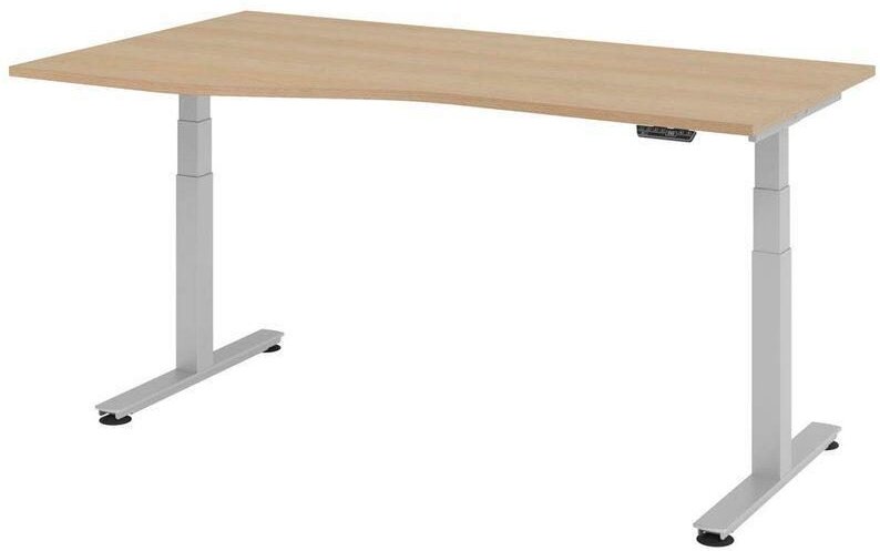 Thumbnail - HAMMERBACHER VXDSM18/E/S elektrisch höhenverstellbarer Schreibtisch 63 - 127 cm eiche / silber