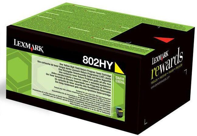 Lexmark Original 802HY Toner gelb 3.000 Seiten (80C2HY0) fürCX410e/de/dte, CX510de/dhe/dthe