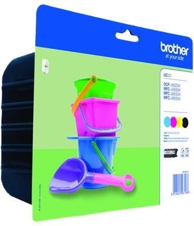 Brother Original LC-221 Druckerpatronen 4er Multipack BK/C/M/Y mit Diebstahlsicherung (LC221VALBPDR)