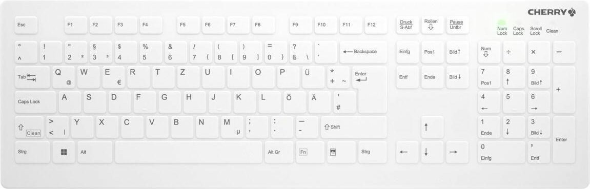 CHERRY AK-C8112F kabellose Hygienetastatur - Deutsch - Weiß