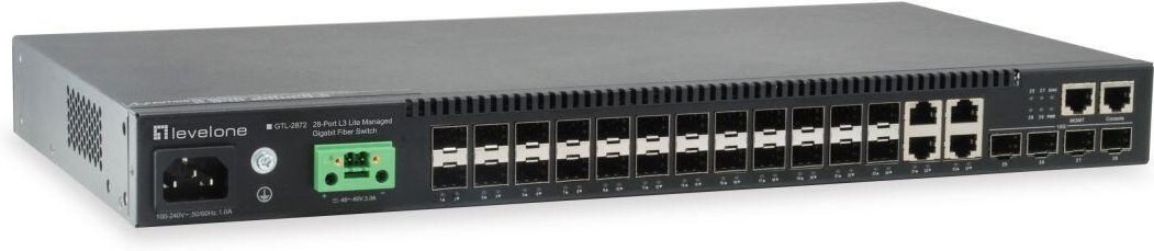 LevelOne Switch Kilby 28 Gigabit Fiber-Ports mit 20 Gigabit Fiber-Ports , 4 10Gbe SFP+, 4 Gigabit RJ45/SFP-Ports