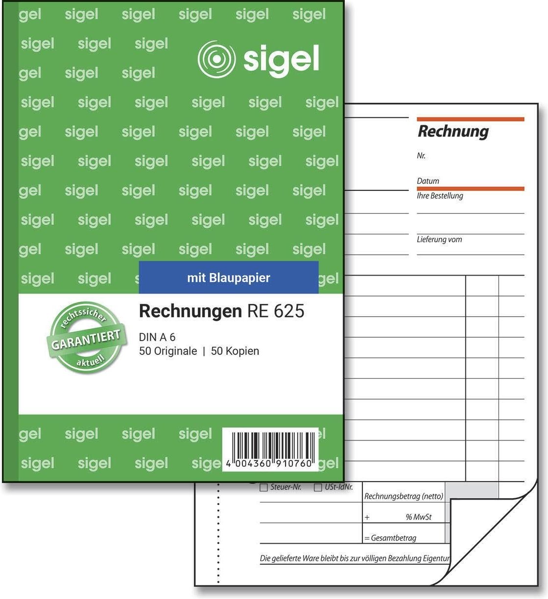 Thumbnail - SIGEL Formularbuch Rechnung DIN A6 2x 50 Seiten