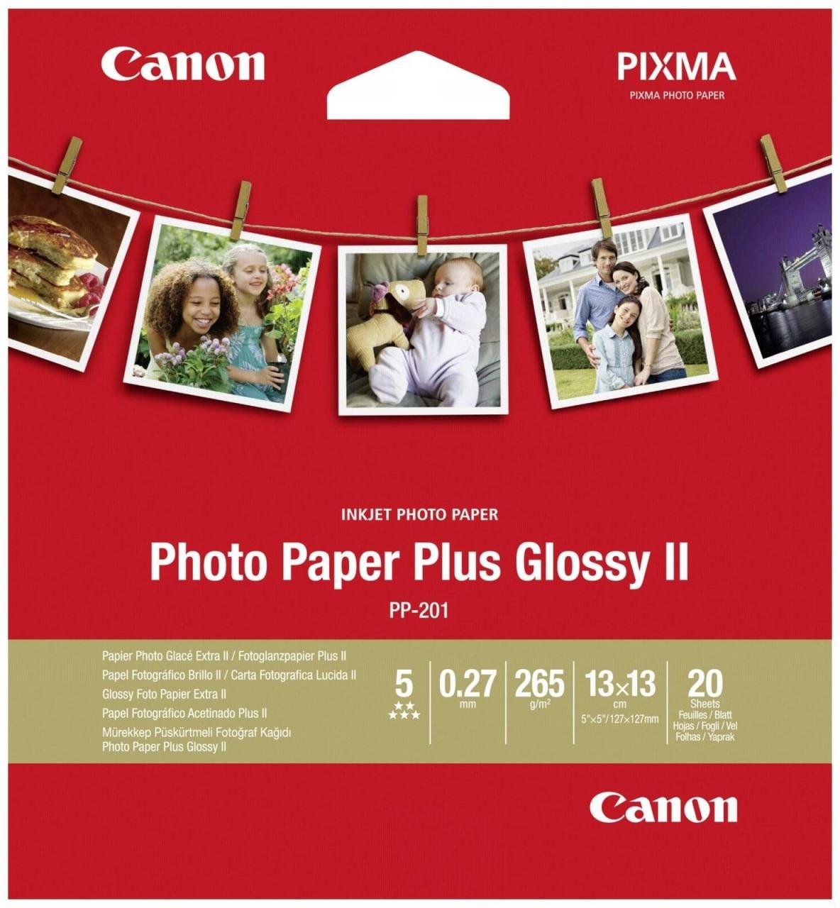 Canon PP-201 Glossy II Fotopapier Plus glänzend 127x127mm 265 g/m² - 20 Blatt
