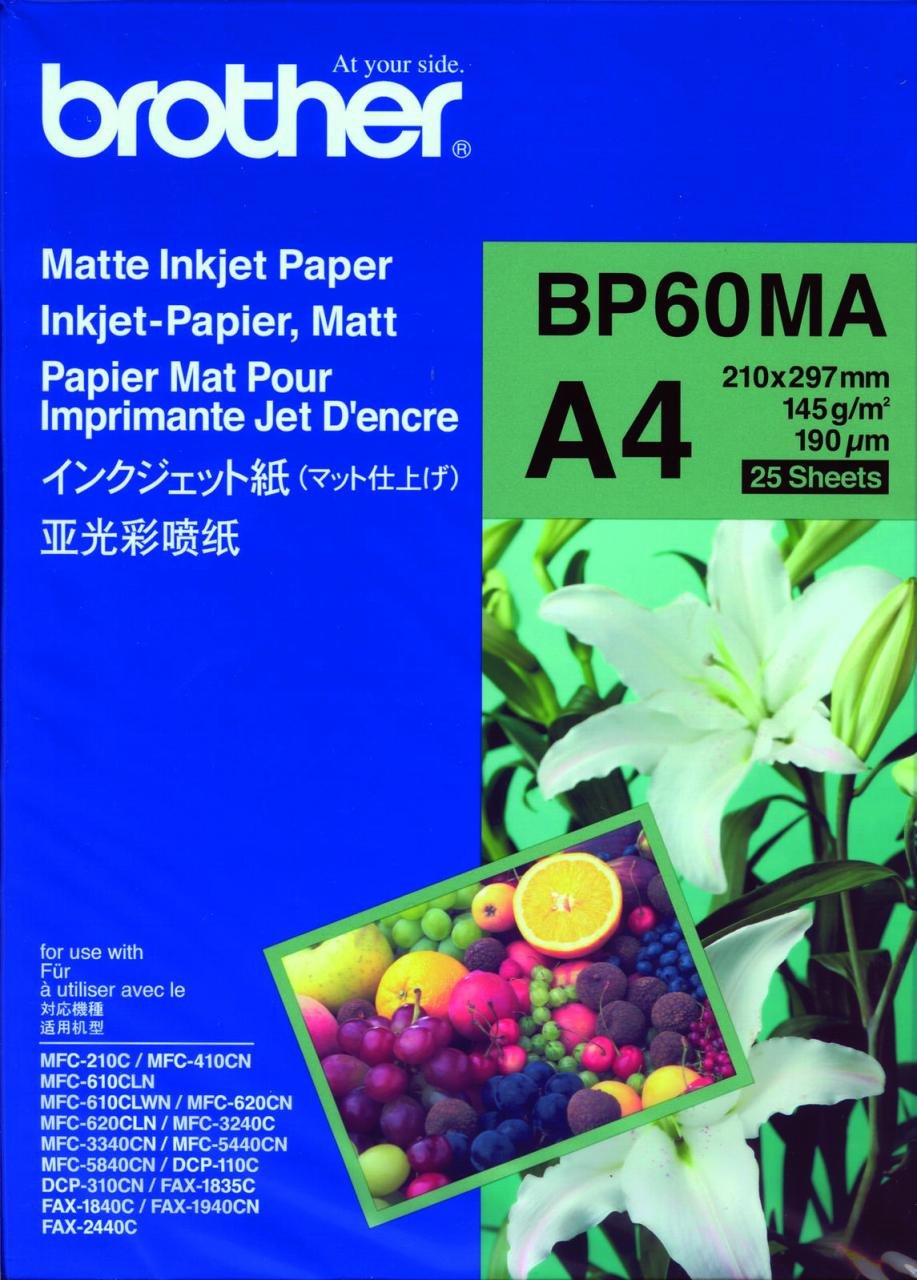 Brother BP 60MA Matte Inkjet Paper - Papier, matt - A4 (210 x 297 mm) - 145 g/m2 - 25 Blatt - für DCP J132, J4210, J540,