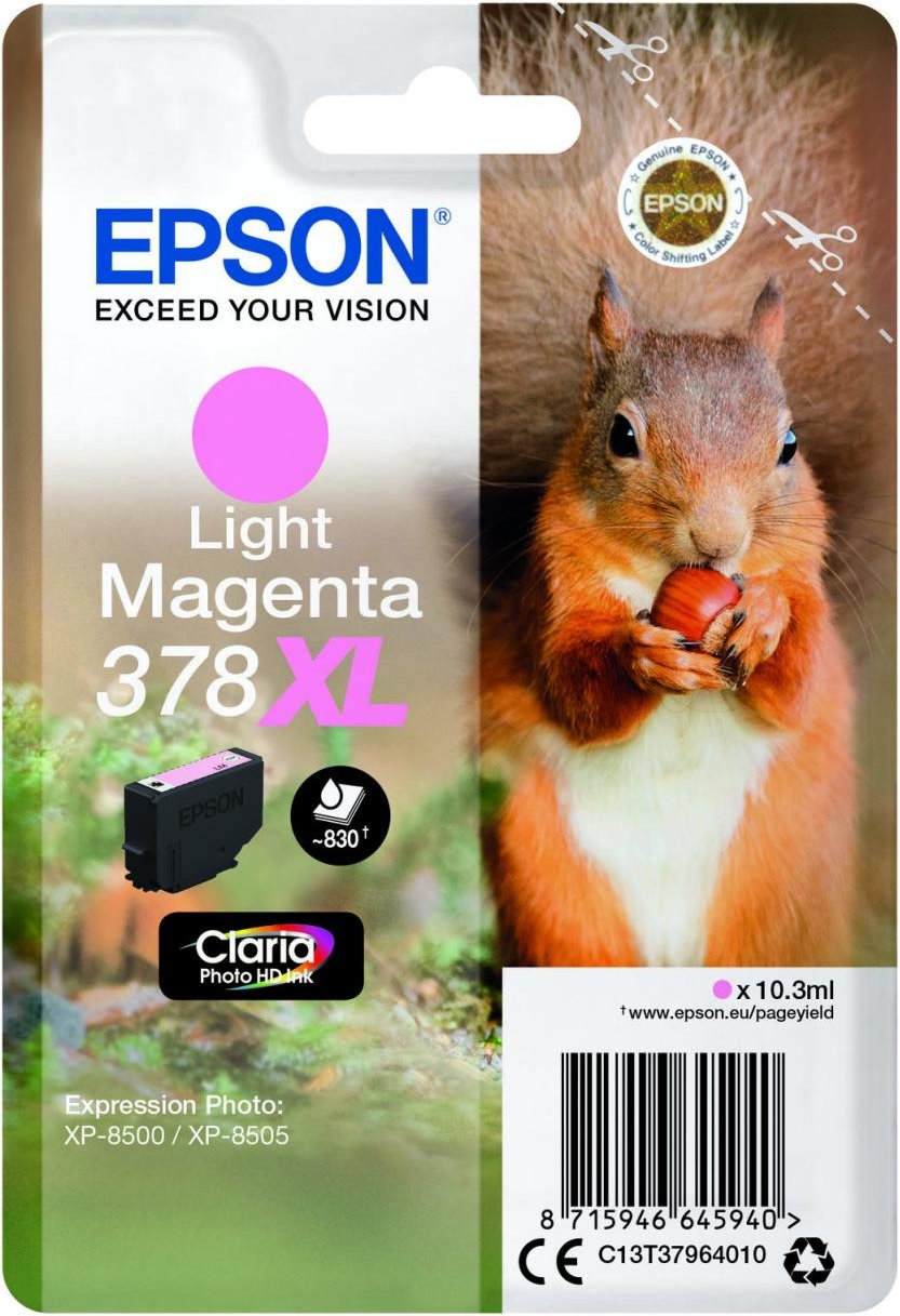 Epson Original 378XL Eichhörnchen Druckerpatrone magenta hell 830 Seiten 10,3ml (C13T37964010)