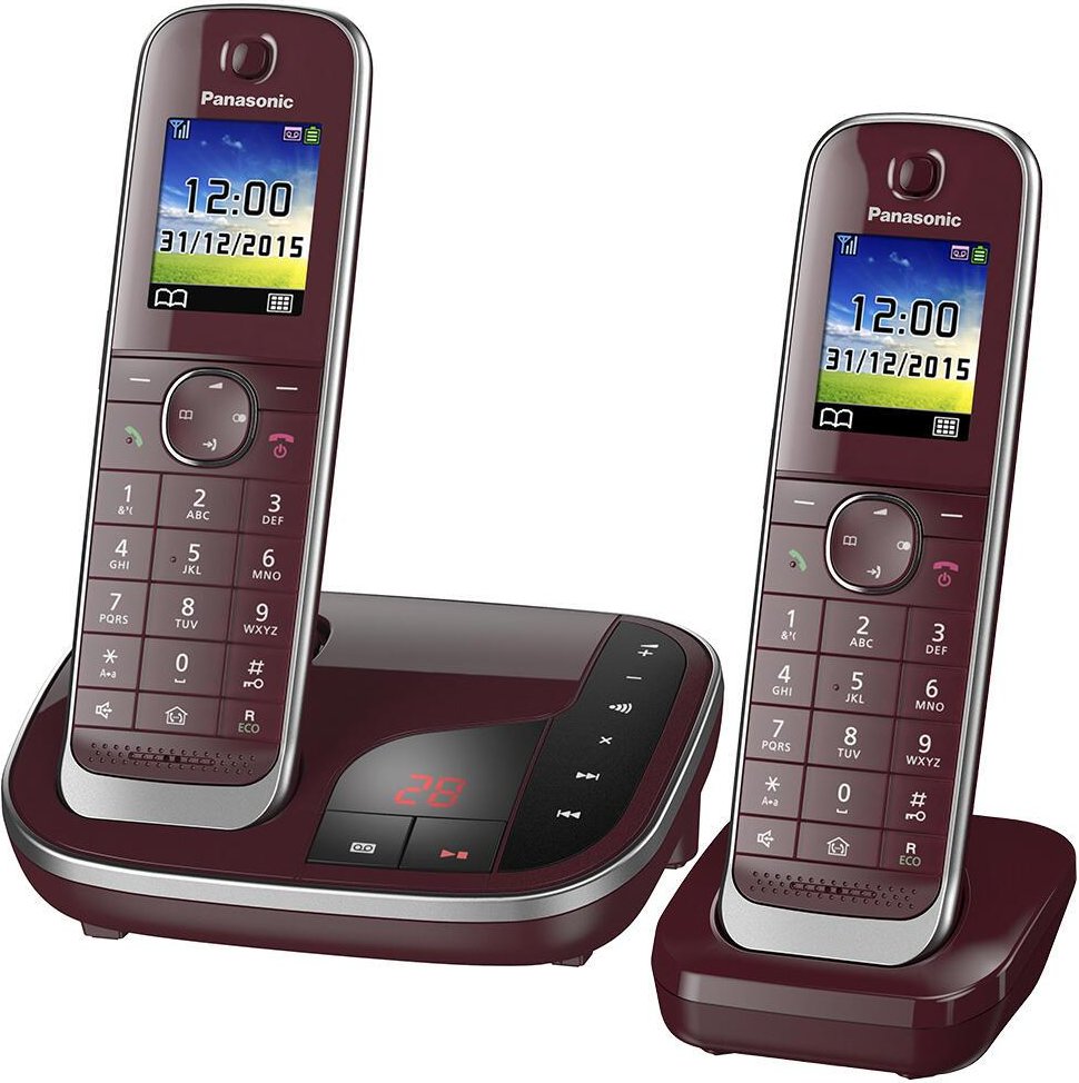 Panasonic Schnurloses Telefon-Set mit Anrufbeantworter KX-TGJ322GR weinrot