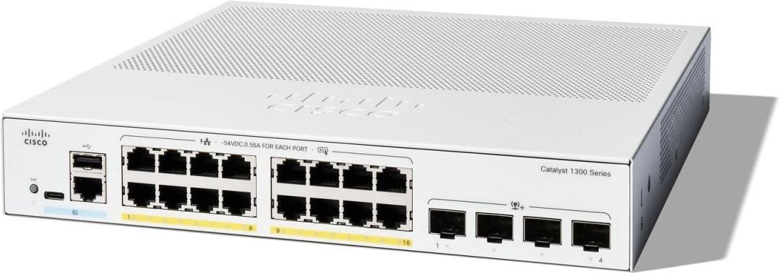 Cisco Catalyst 1300-16P-4X-Managed-Switch, 16-Port-GE, PoE, 4 x 10-GE-SFP+ (C1300-16P-4X)