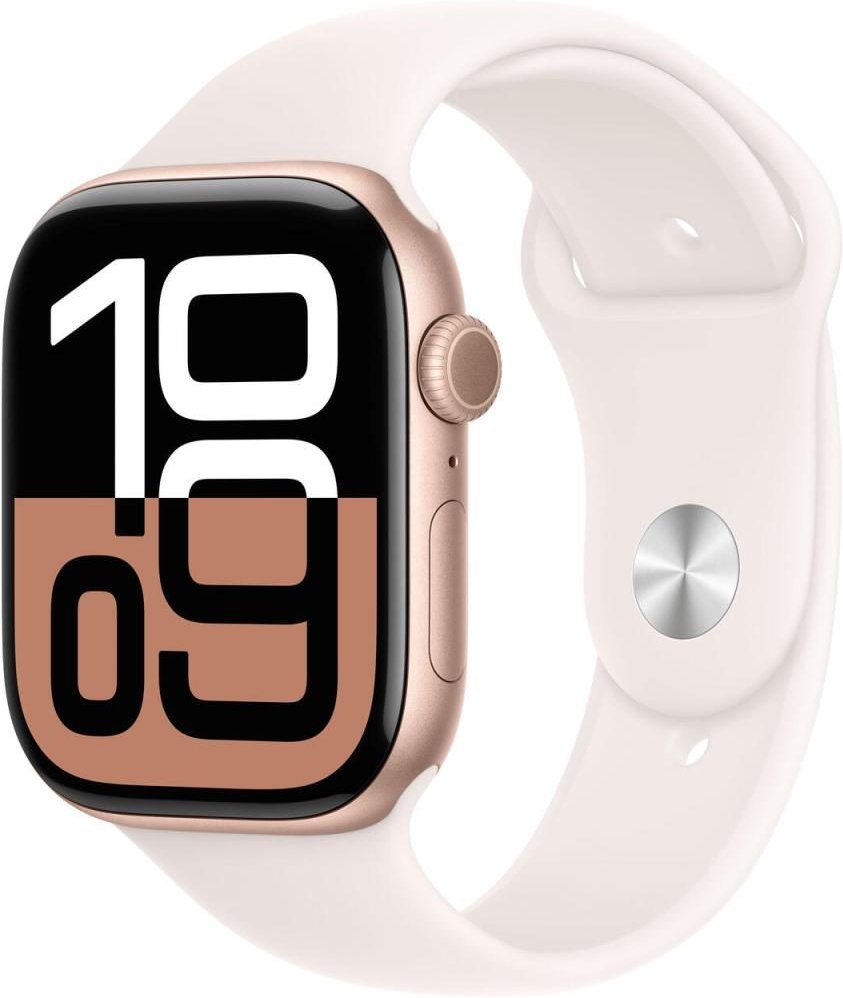 Apple Watch Series 10 Aluminiumgehäuse GPS 46mm Rosegold (Sportarmband blassrosa) S/M