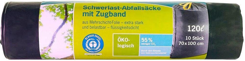 Thumbnail - Secolan Schwerlast Abfallsäcke mit Zugband 120 L - 10 Stück - dunkelgrau