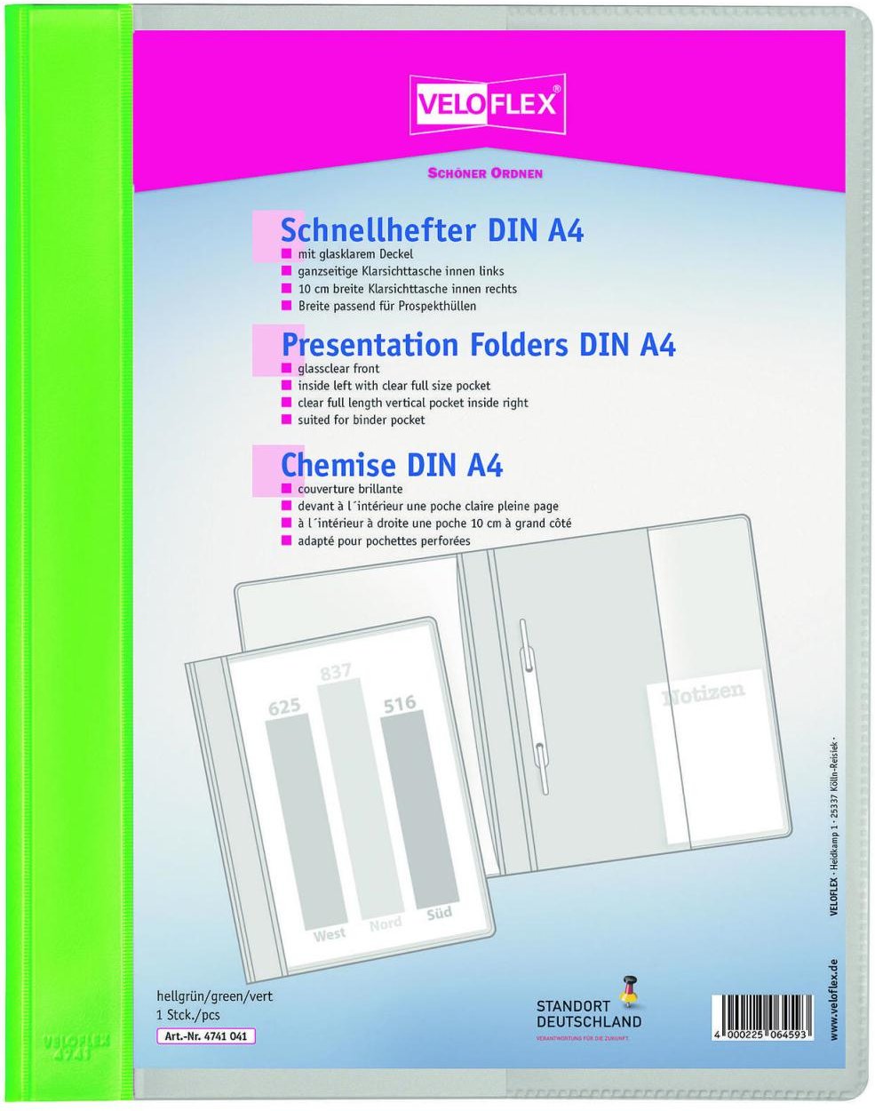 VELOFLEX Schnellhefter DIN A4 überbreit PVC hellgrün