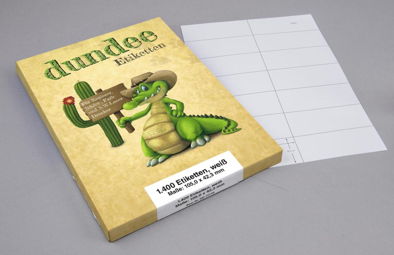 Thumbnail - dundee Etiketten D585137 weiß 105,0 x 42,3 mm
