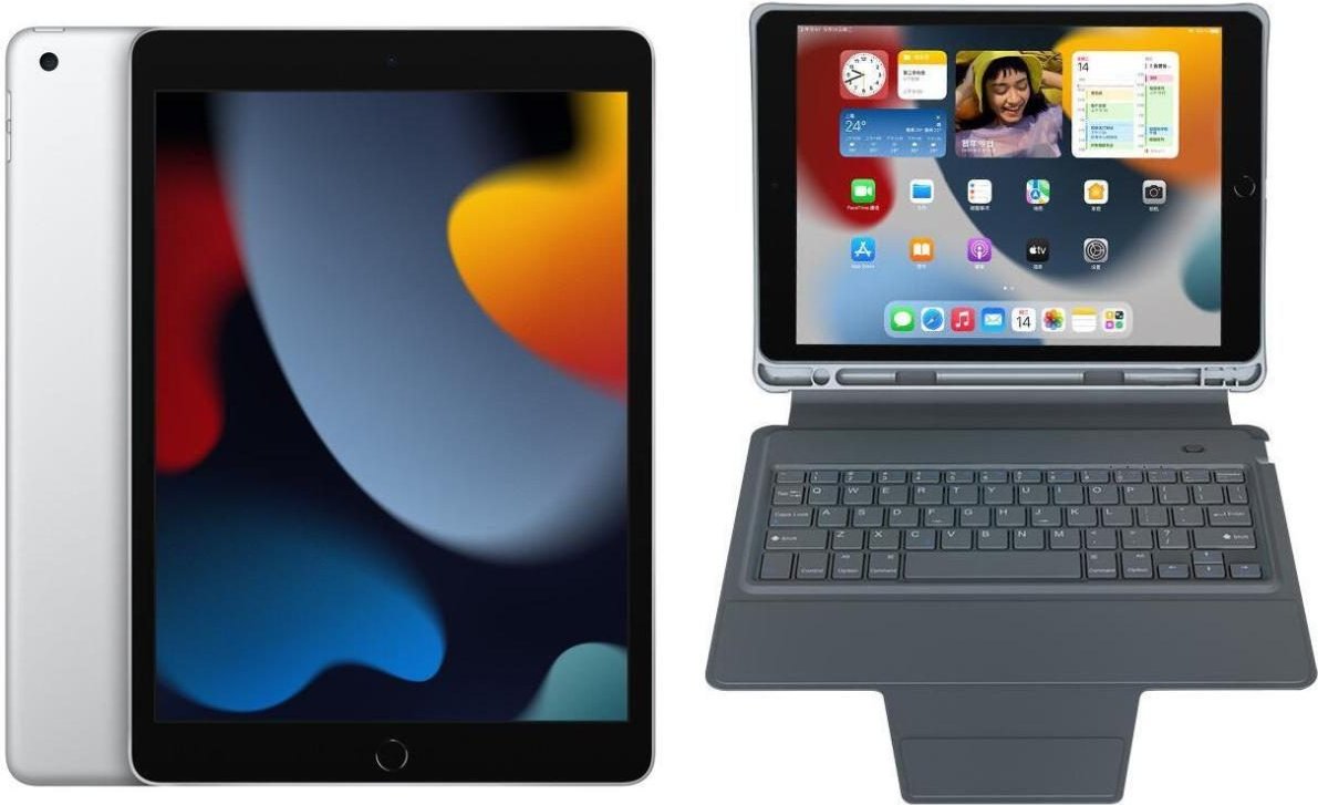 Apple iPad 9. Generation 25,9cm (10,2") 256GB silber + eSTUFF Folio Tastatur