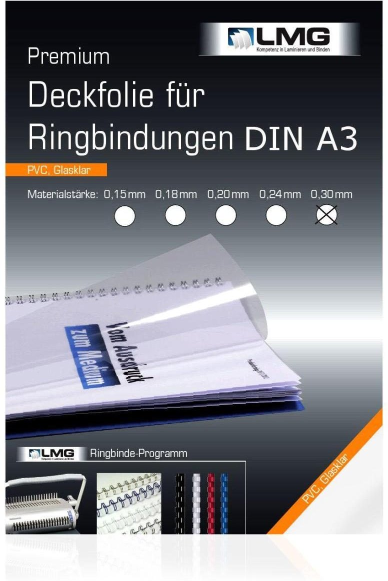 LMG Deckfolien für Bindemappen A3 0.3 mm transparent