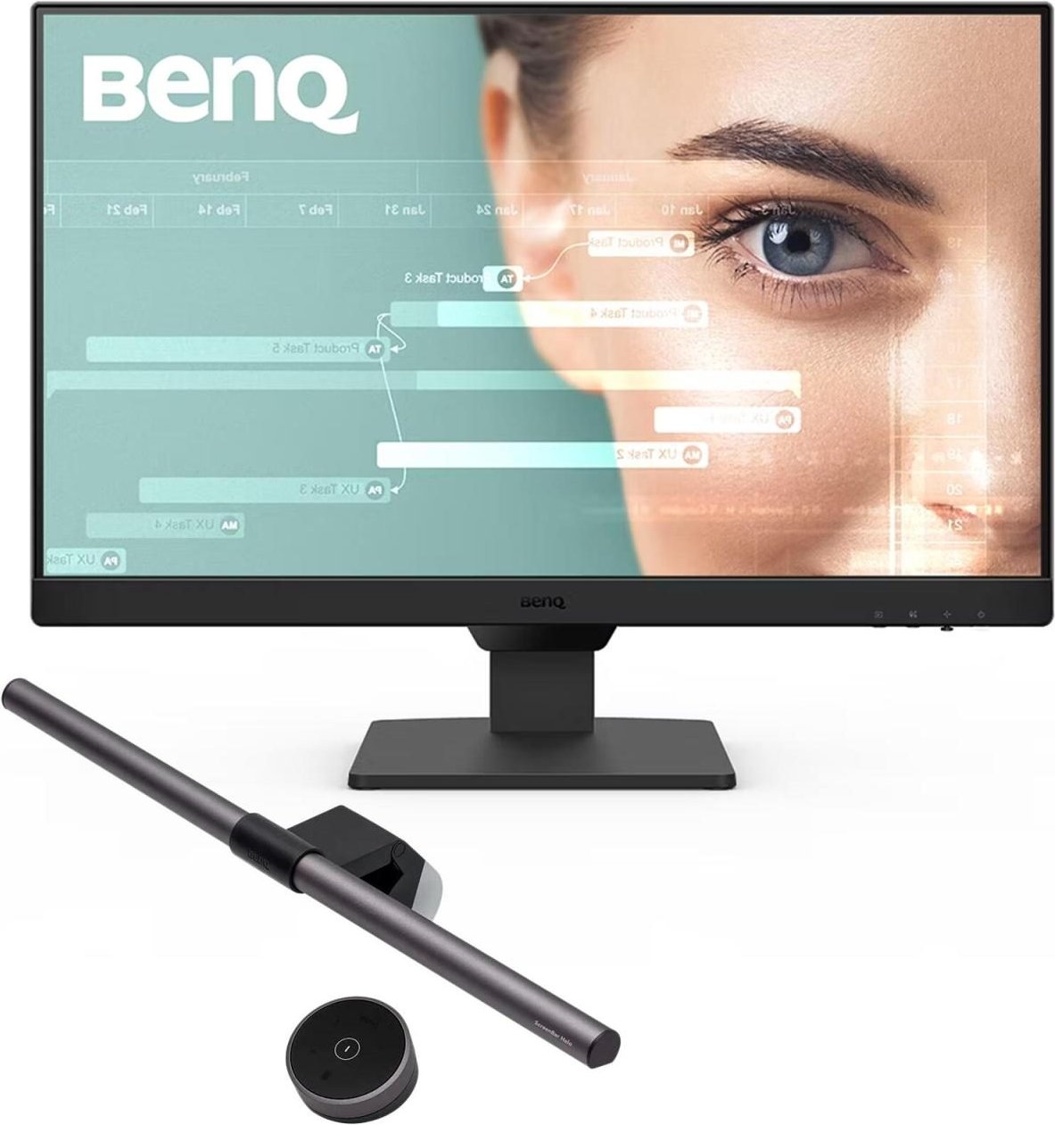 BenQ GW2490 Full HD LED-Monitor 60,45 cm (23,8") + BenQ Screenbar Halo - LED-Monitorlampe schwarz