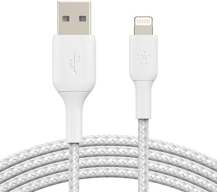 0 Belkin BoostCharge geflochtenes 2 m Lightning/USB-A Kabel, weiß