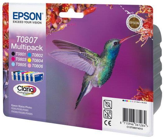 Epson Original T0807 Kolibri Druckerpatronen 6er Multipack BK/C/M/Y/LC/LM (C13T08074020)