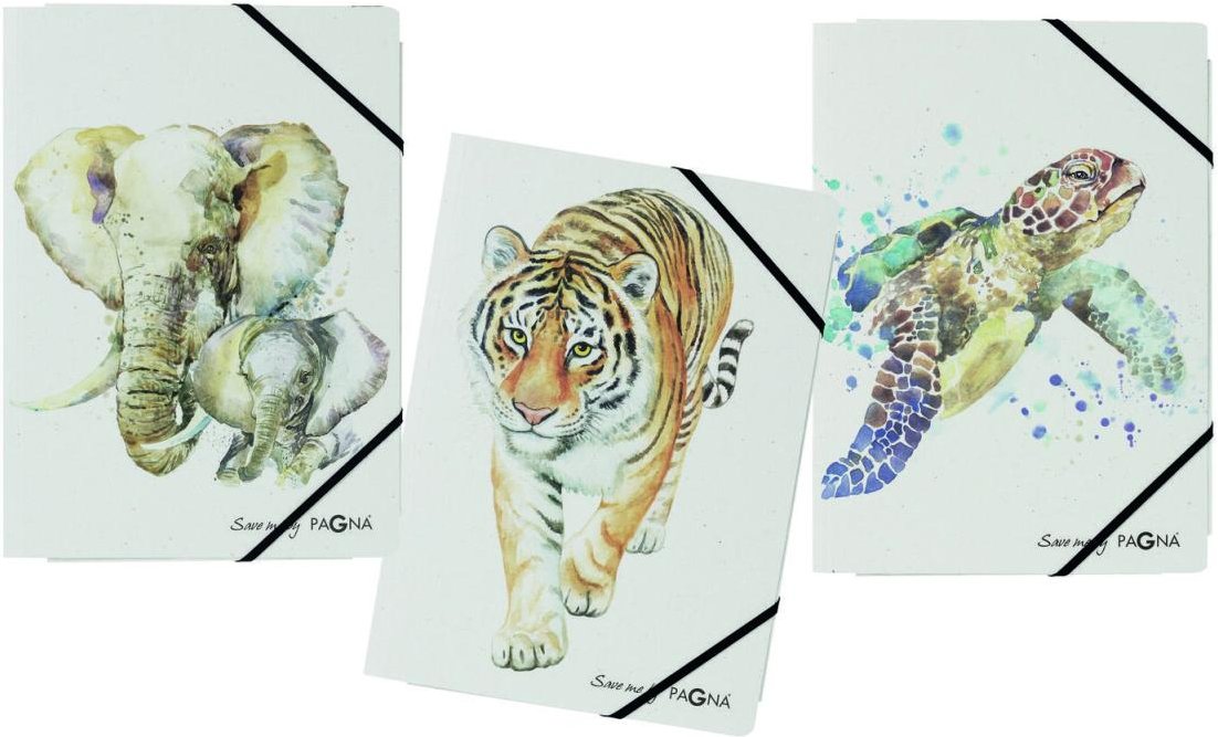 PAGNA Eckspanner Save me DIN A4 Elefant, Tiger, Schildkröte