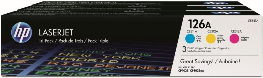 HP Original 126A Toner Tri-Pack cyan, magenta, gelb 1.000 Seiten (CF341A)