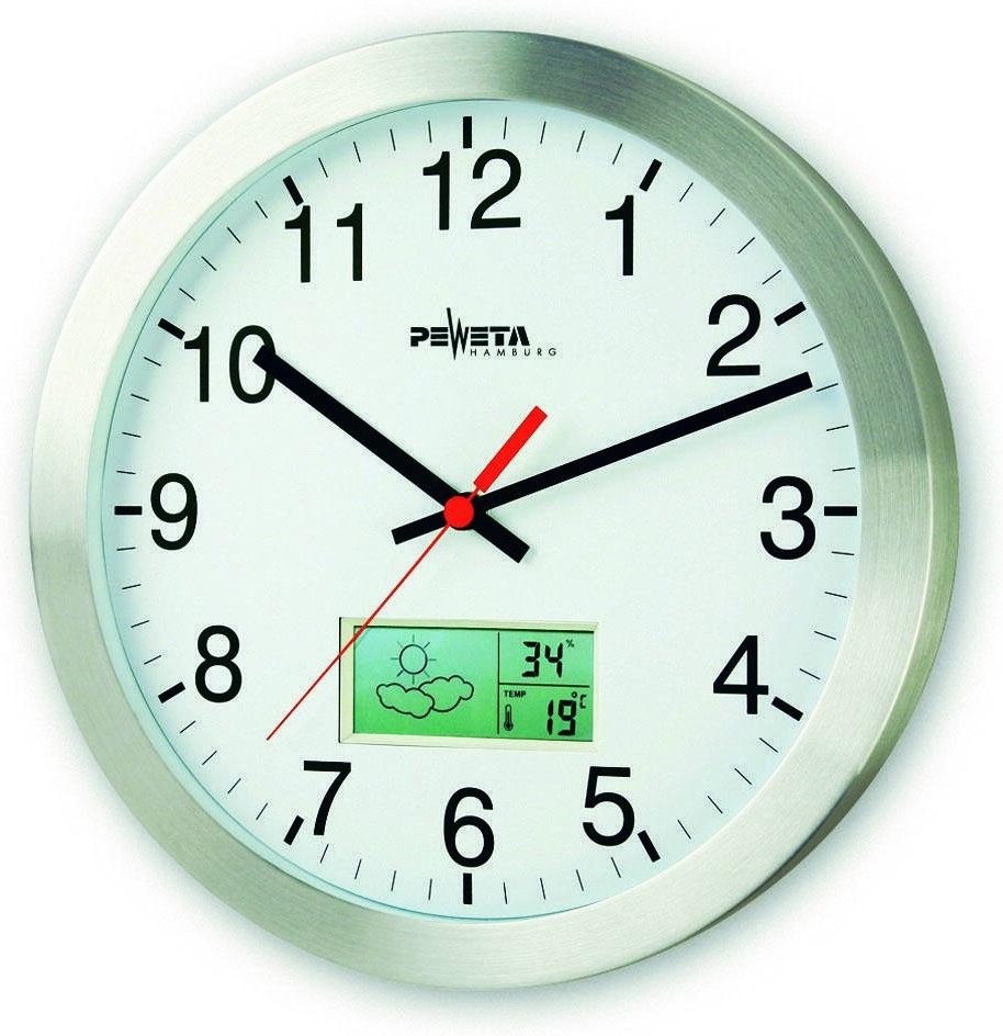 PEWETA Funkwanduhr Ø 30 cm silber