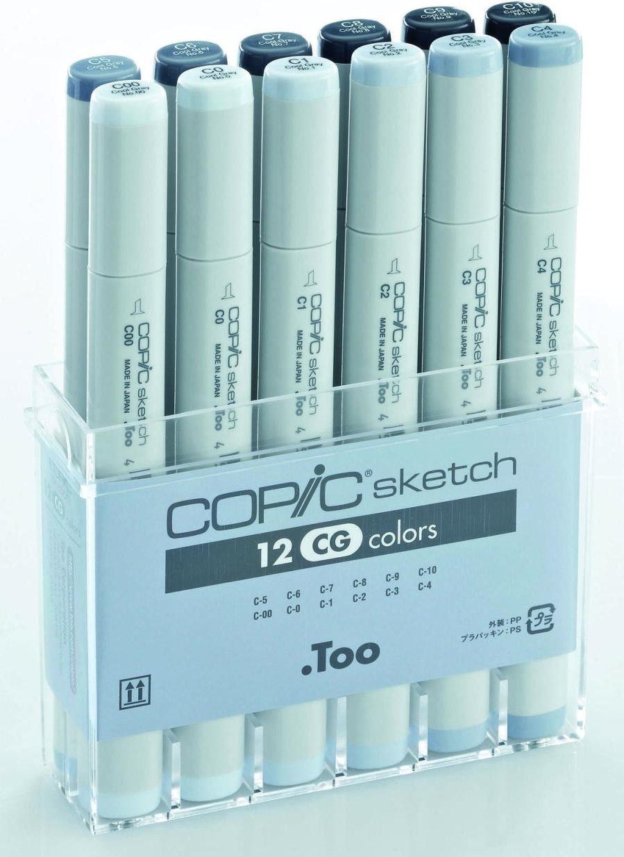 COPIC® Sketch 12er Grau Set CG Layoutmarker-Set 1.0 + 6.0 mm Mehrfarbig