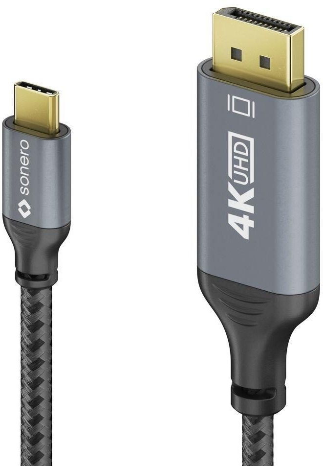 Thumbnail - Sonero USB-C auf DisplayPort Kabel - 4K60, 21,6Gbps - grau/schwarz - 1,00m