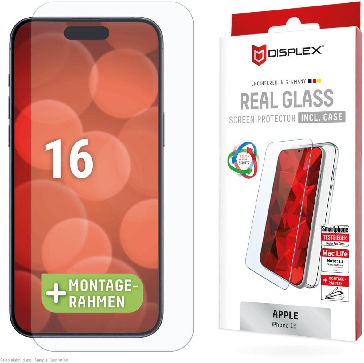 Thumbnail - DISPLEX Panzerglas (10H) + Schutzhülle für Apple iPhone 16
