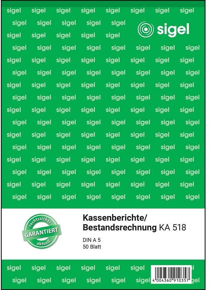 Thumbnail - sigel Kassenbericht/Bestandsrechnung Formularbuch