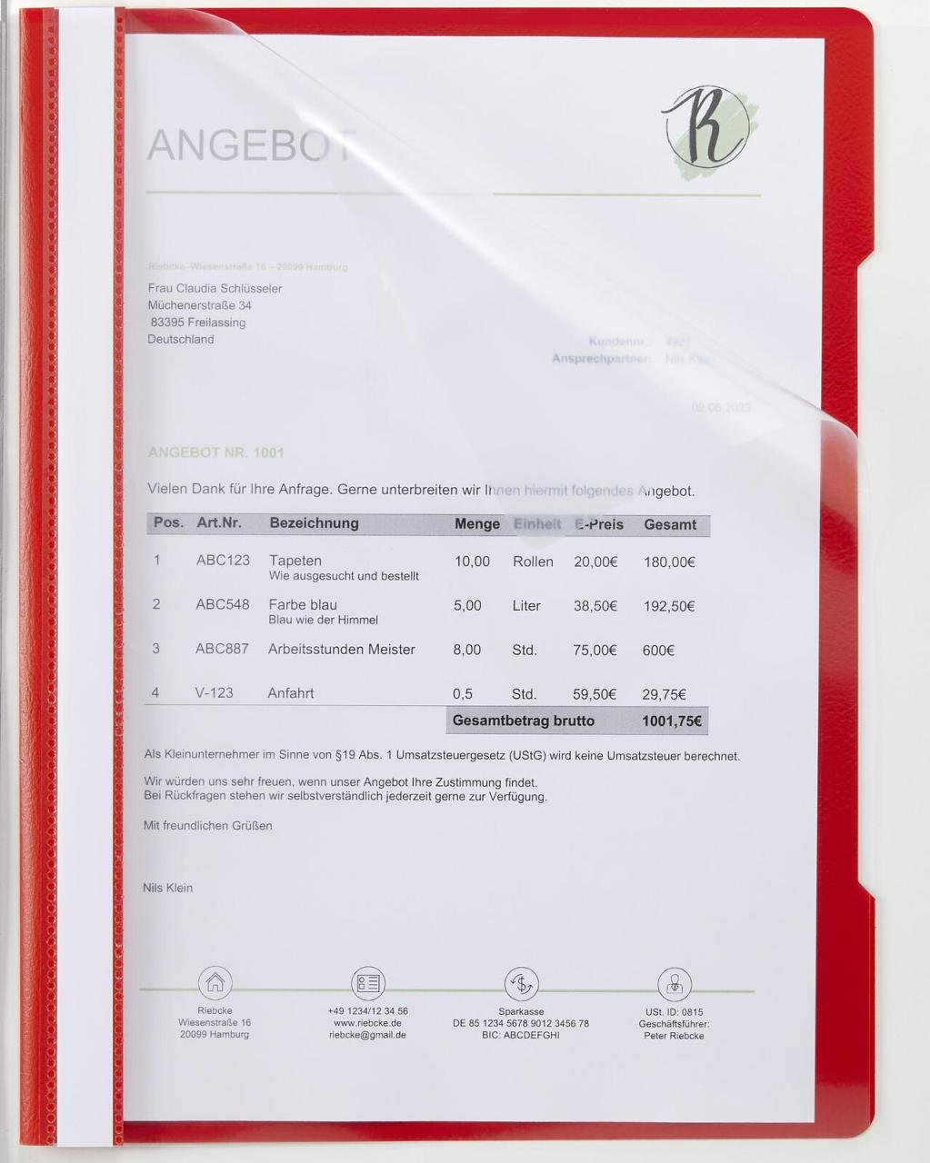 Schnellhefter DIN A4 PVC-Hartfolie rot