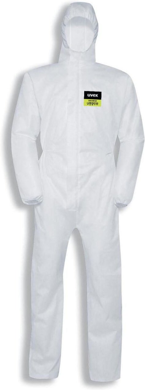 Thumbnail - uvex unisex Arbeitsoverall mit Kaputze weiß Größe XL
