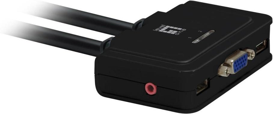 LevelOne KVM-0223 2-Port USB VGA Cable KVM Switch, audio support