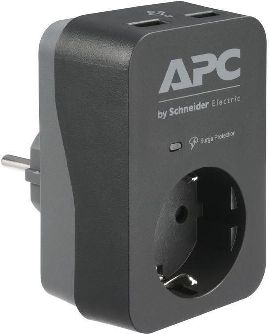 APC PME1WU2B-GR Essential SurgeArrest Black 1 Ausgang, 230V, 2 USB-Ports