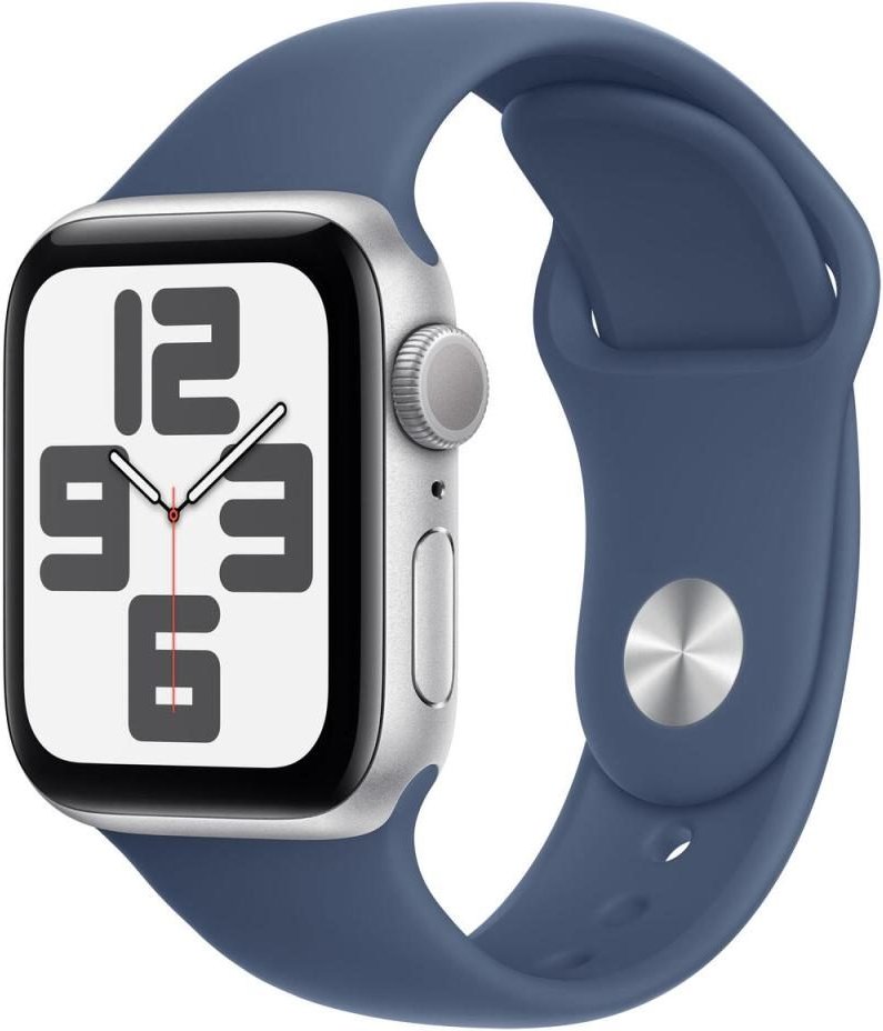 Apple Watch SE (GPS) 40mm Aluminiumgehäuse silber, Sportarmband denim (S/M)