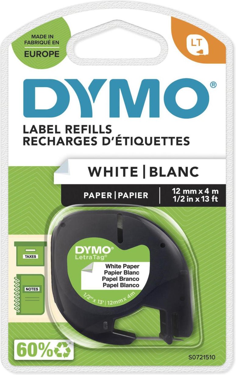 DYMO® Original Schriftband für LetraTag, Papier - schwarz auf weiss