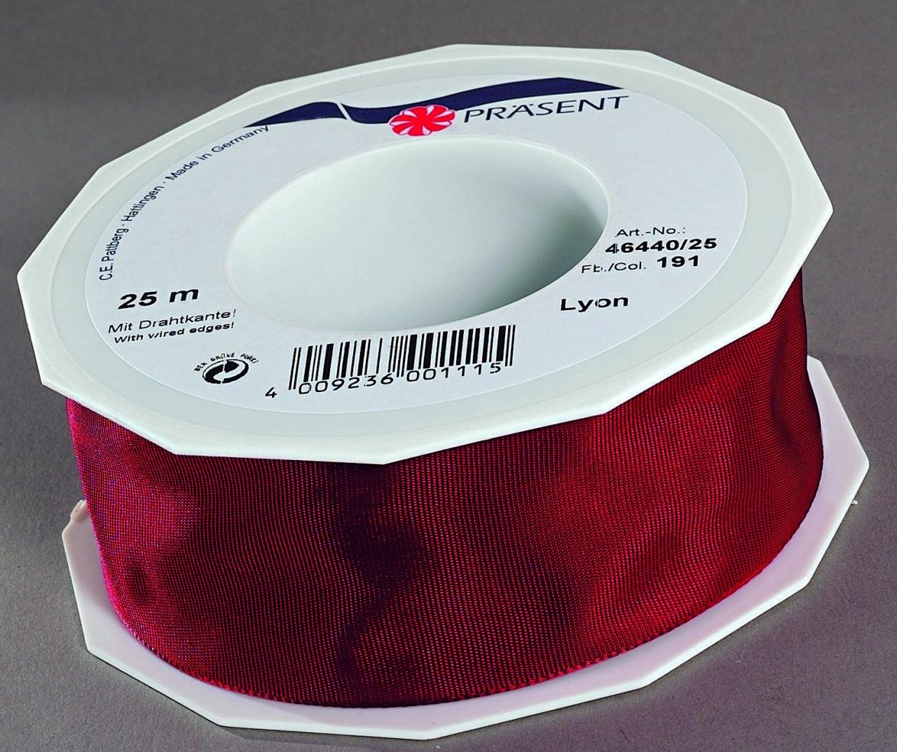 PRÄSENT Geschenkband Lyon 40 mm x 25 m bordeaux